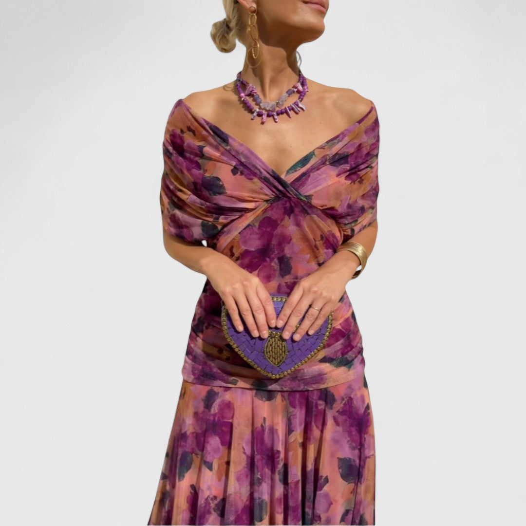 Lamprini Off Shoulder Maxi Dress Romantic Vibe For Weddings