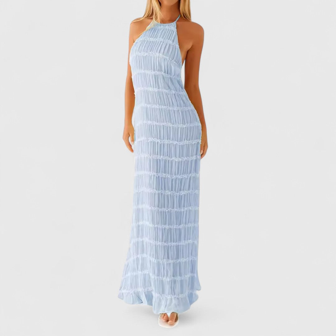 Electra Halterneck Maxi Dress With Open Back Silhouette