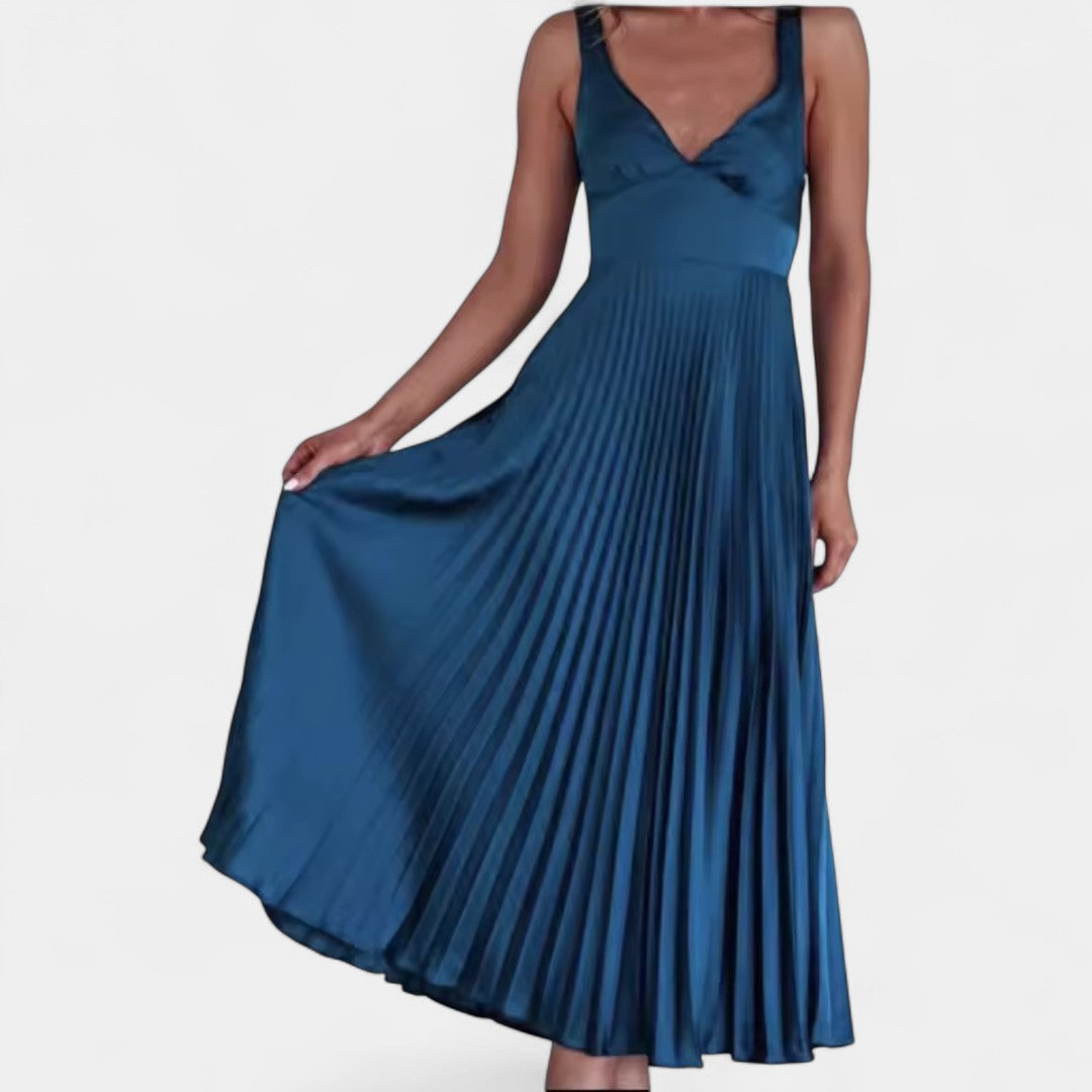 Basiliki Satin Pleated Dress Airy Elegance For Weddings