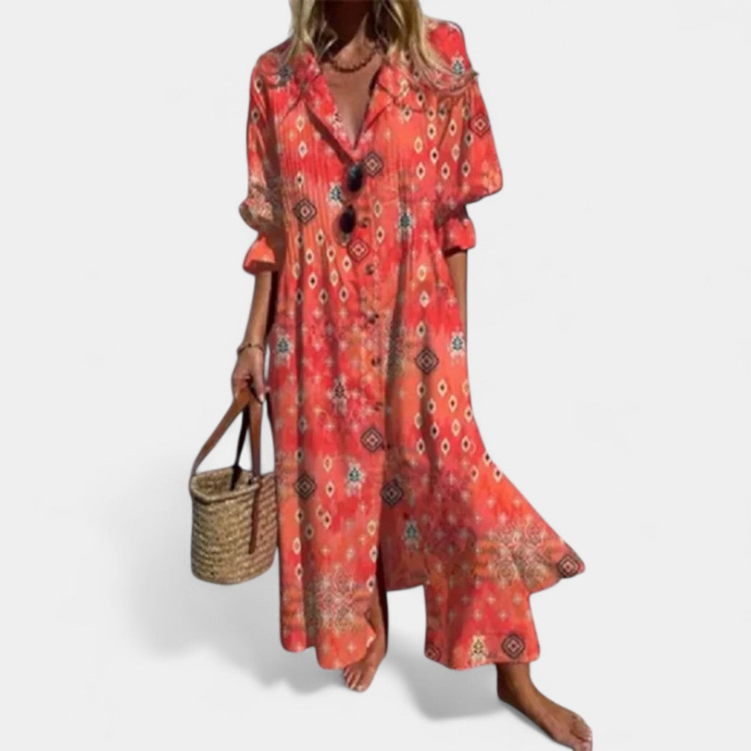 Anais Floral Maxi Dress With Pockets And Flowy Silhouette