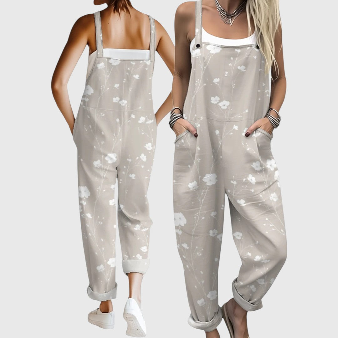 Marissa Comfortable Jumpsuit With Tropical Floral Pattern