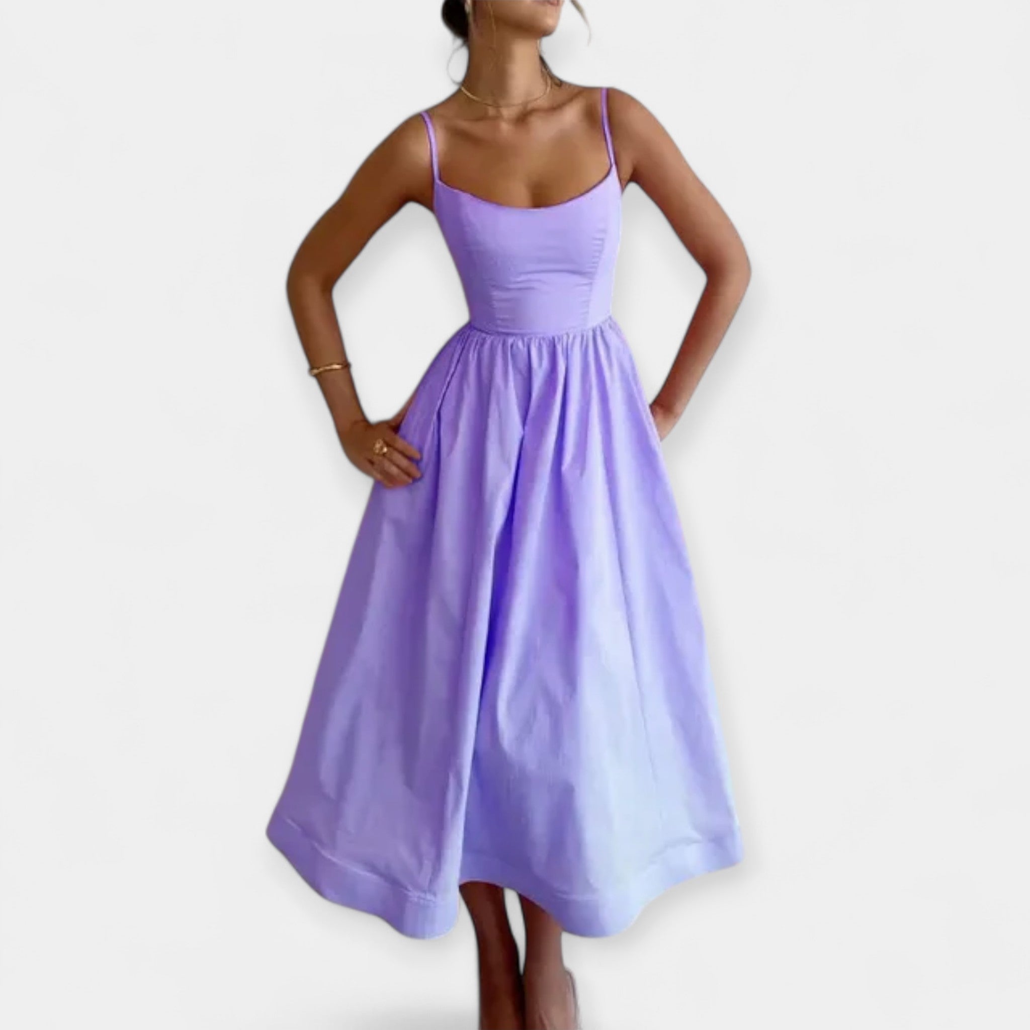 Mini Dress With Round Neckline And Thin Straps For All Day