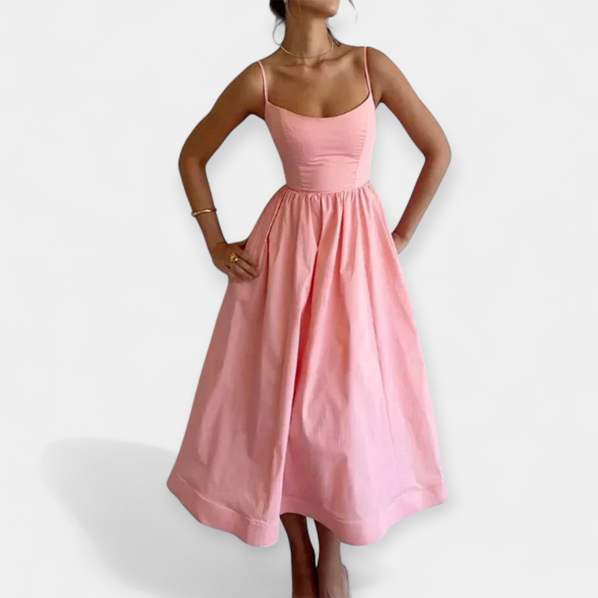 Mini Dress With Round Neckline And Thin Straps For All Day