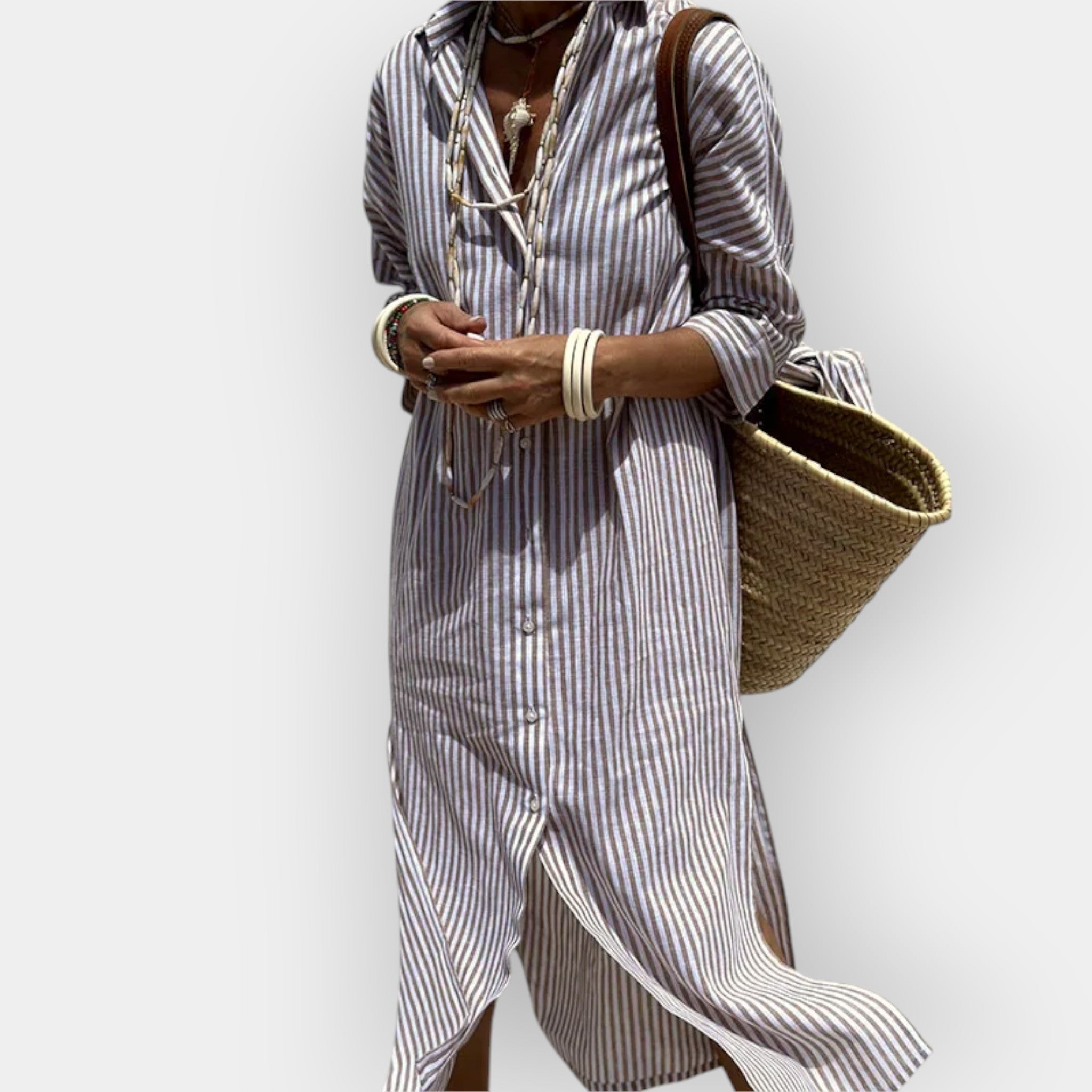 Striped Summer Shirt Dress With Lightweight Comfort