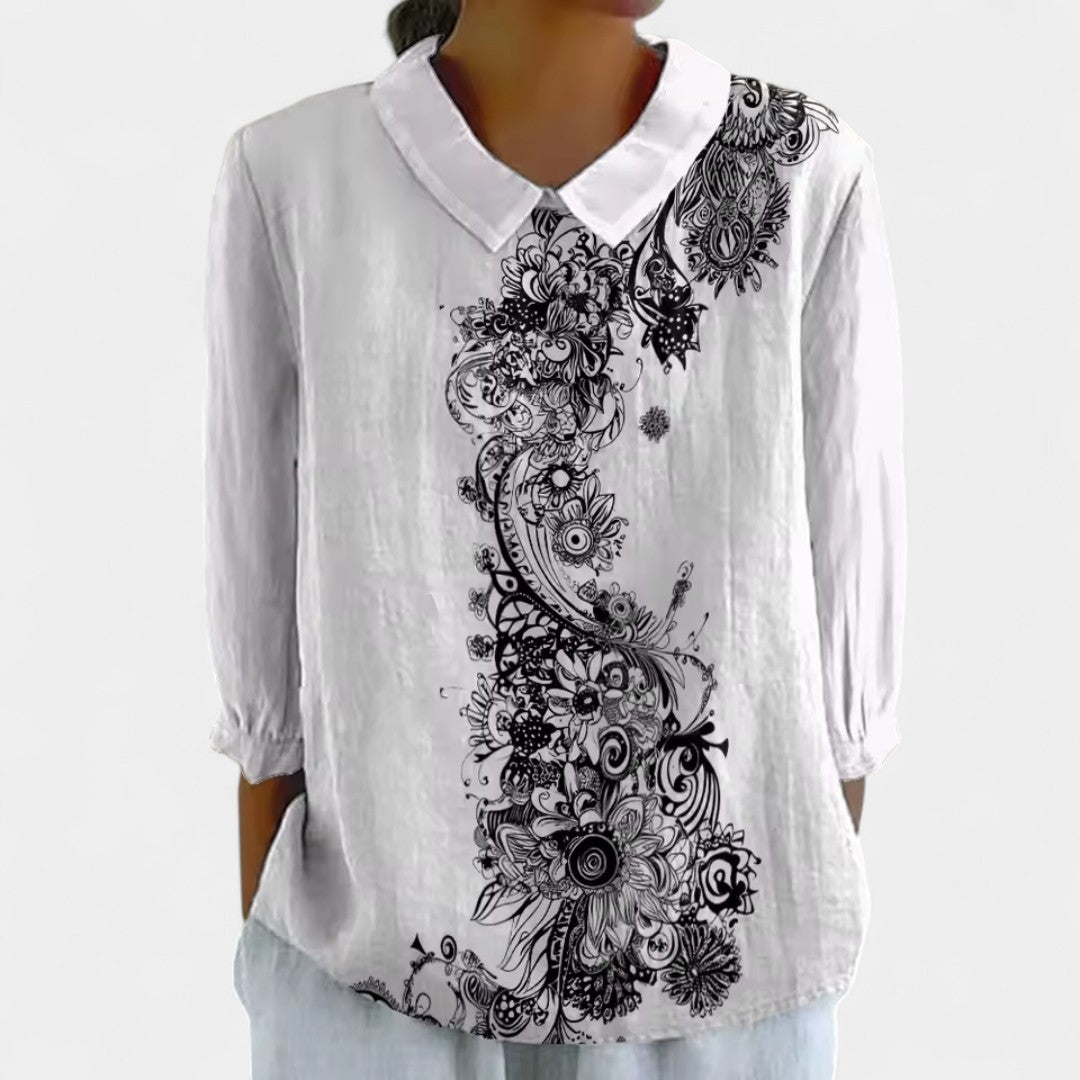 Theophania Retro Blouse With Vibrant Colours Everywhere