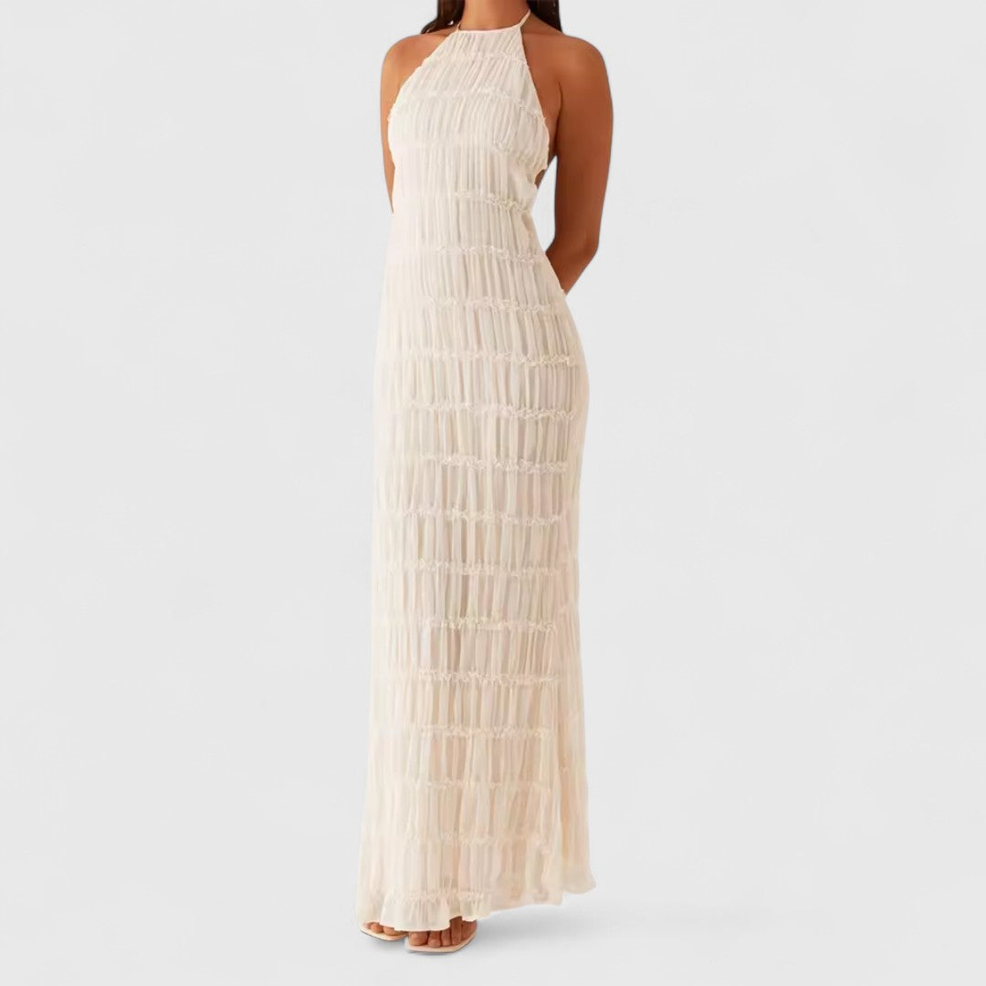Electra Halterneck Maxi Dress With Open Back Silhouette