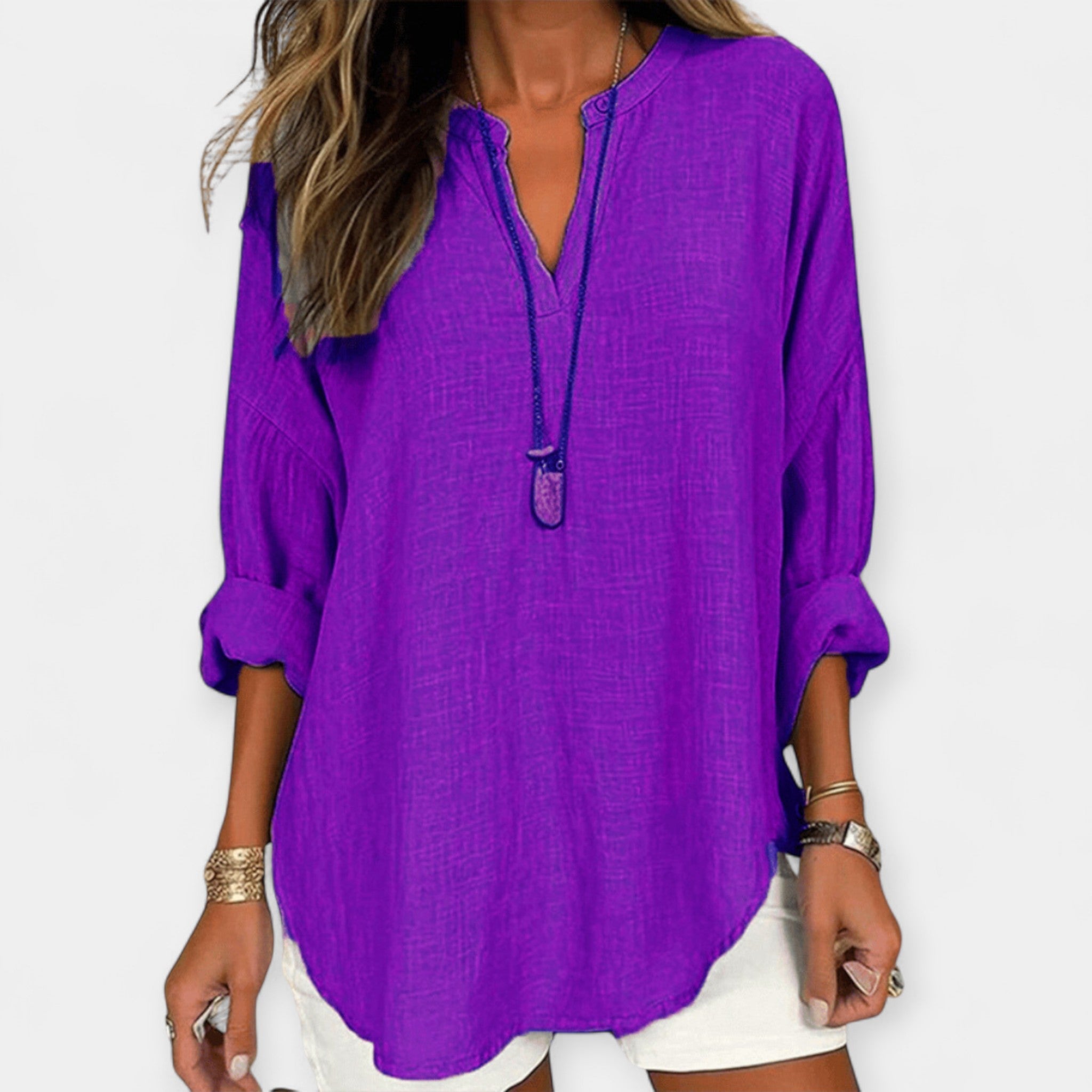 Linen Beach Blouse With Relaxed Fit For Casual Style