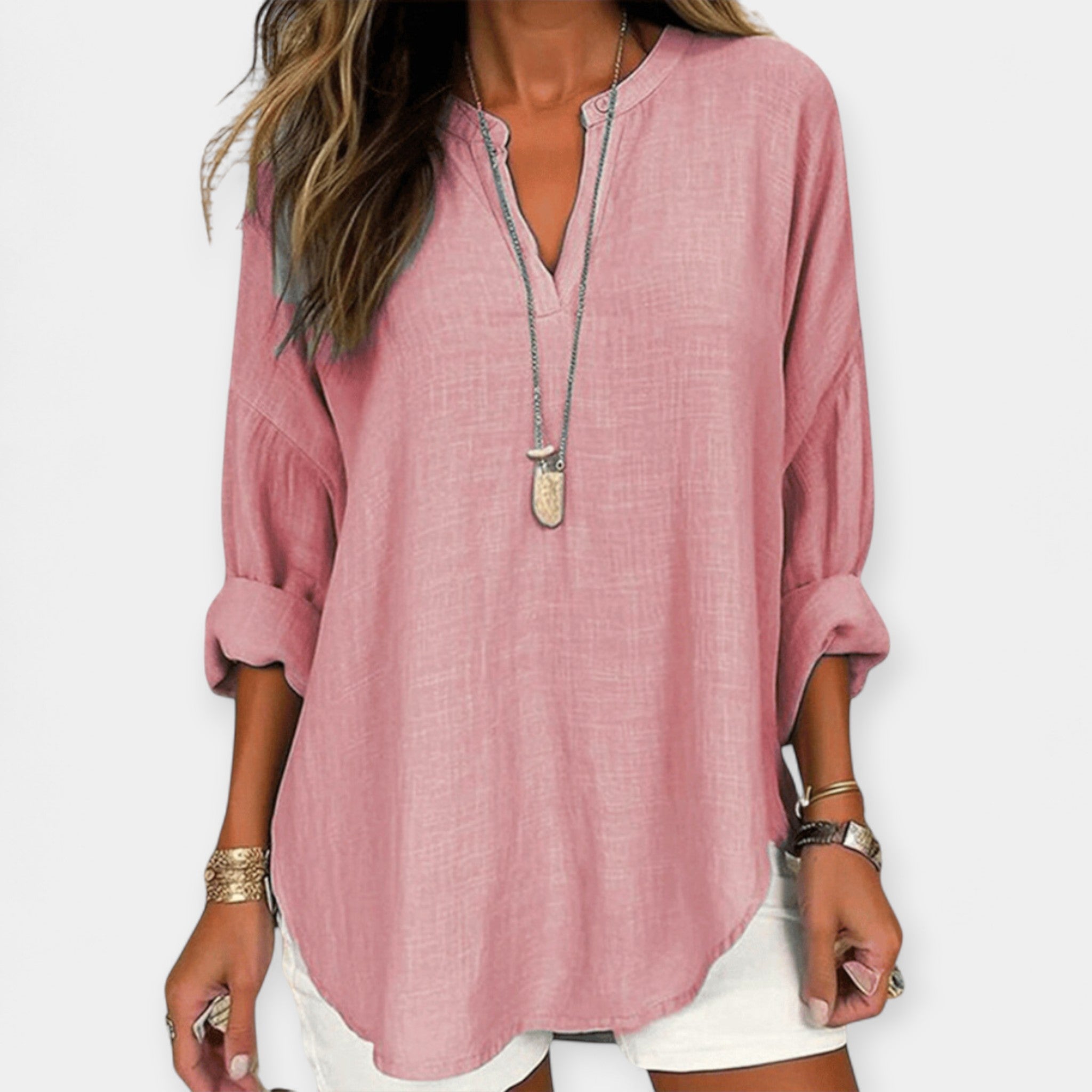 Linen Beach Blouse With Relaxed Fit For Casual Style