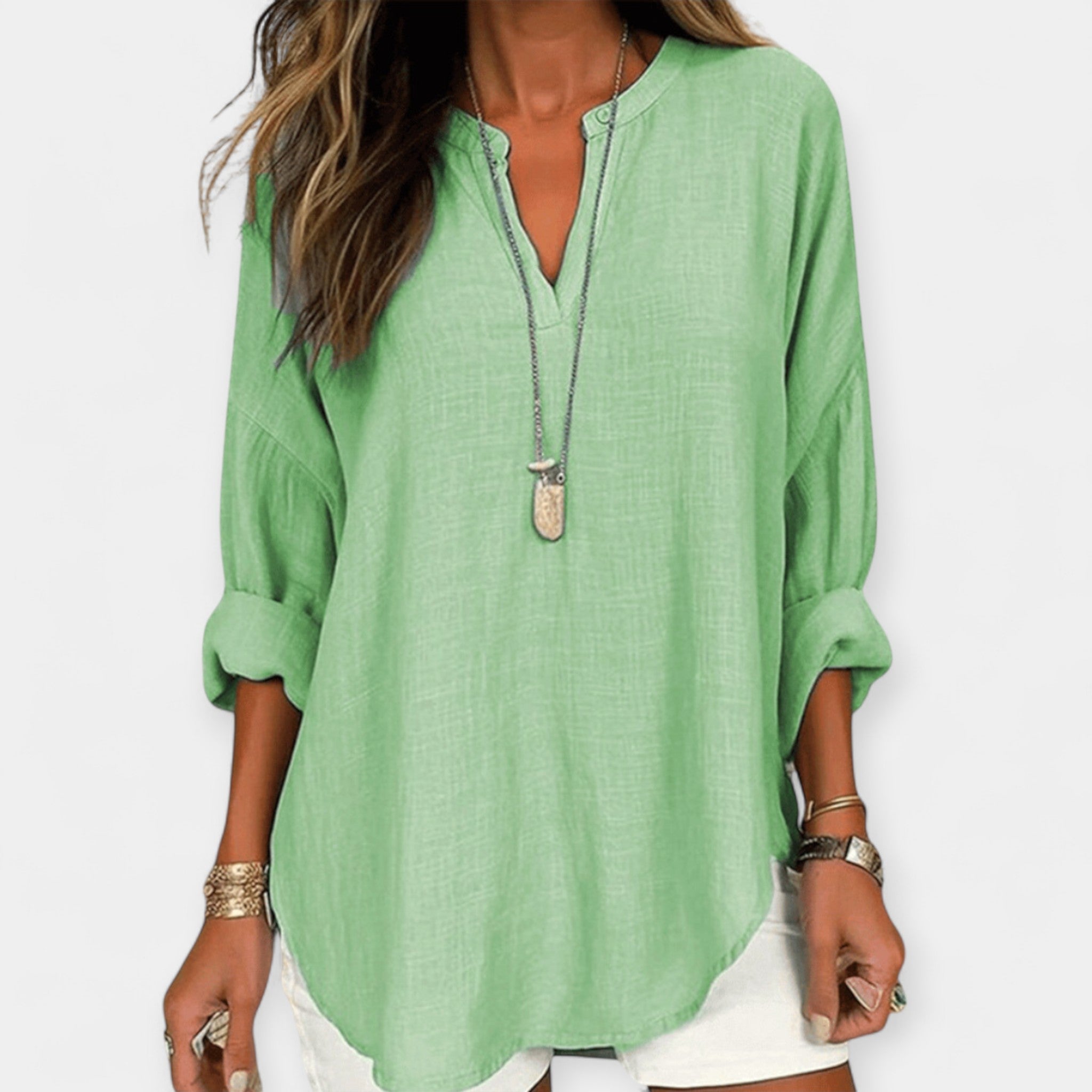 Linen Beach Blouse With Relaxed Fit For Casual Style