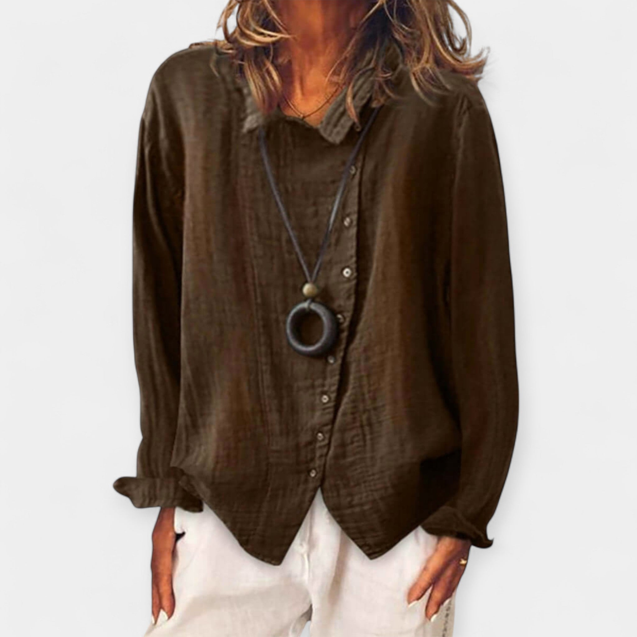 Long Casual Shirt Linen Cotton Blend Breathable Everyday