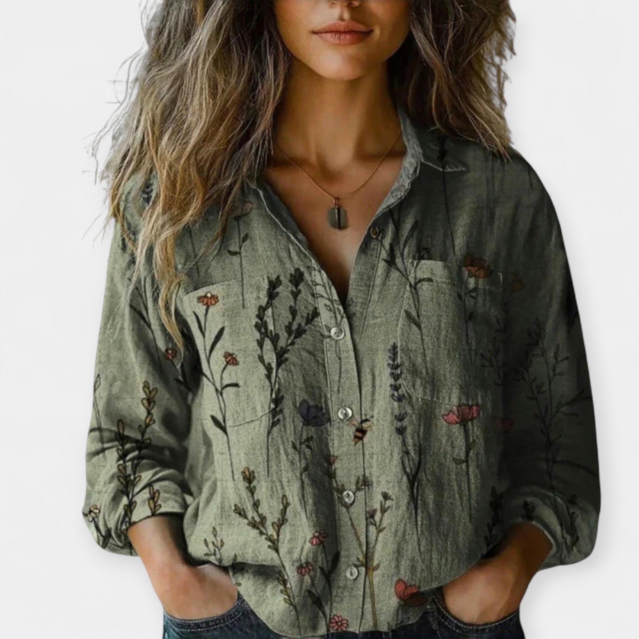 Vintage Ethnic Print Blouse With Retro Inspired Design