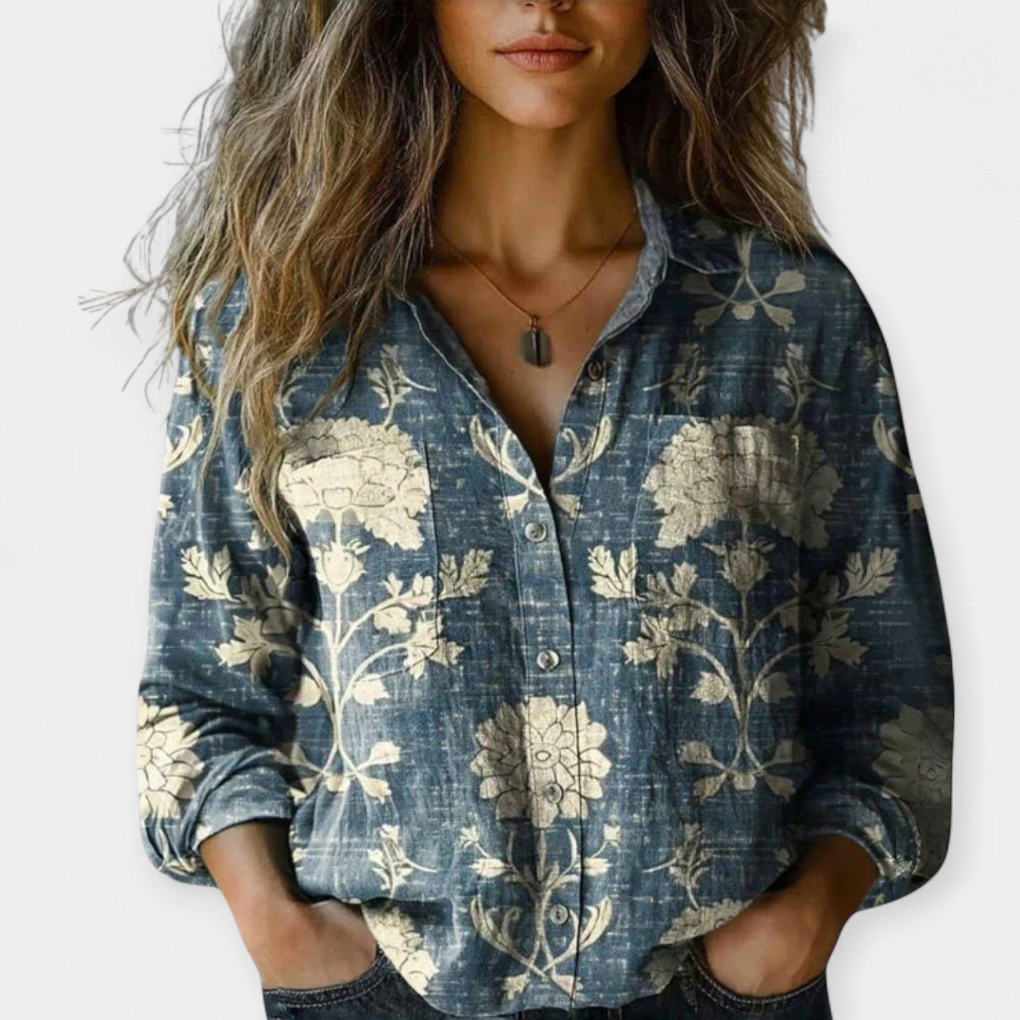 Vintage Ethnic Print Blouse With Retro Inspired Design