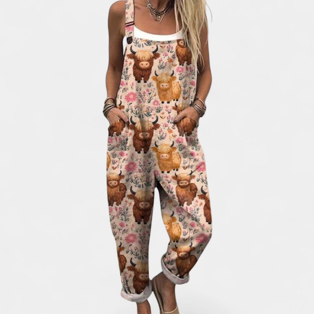 Ciara - Artistic retro-inspired jumpsuit with effortless movement and unique charm