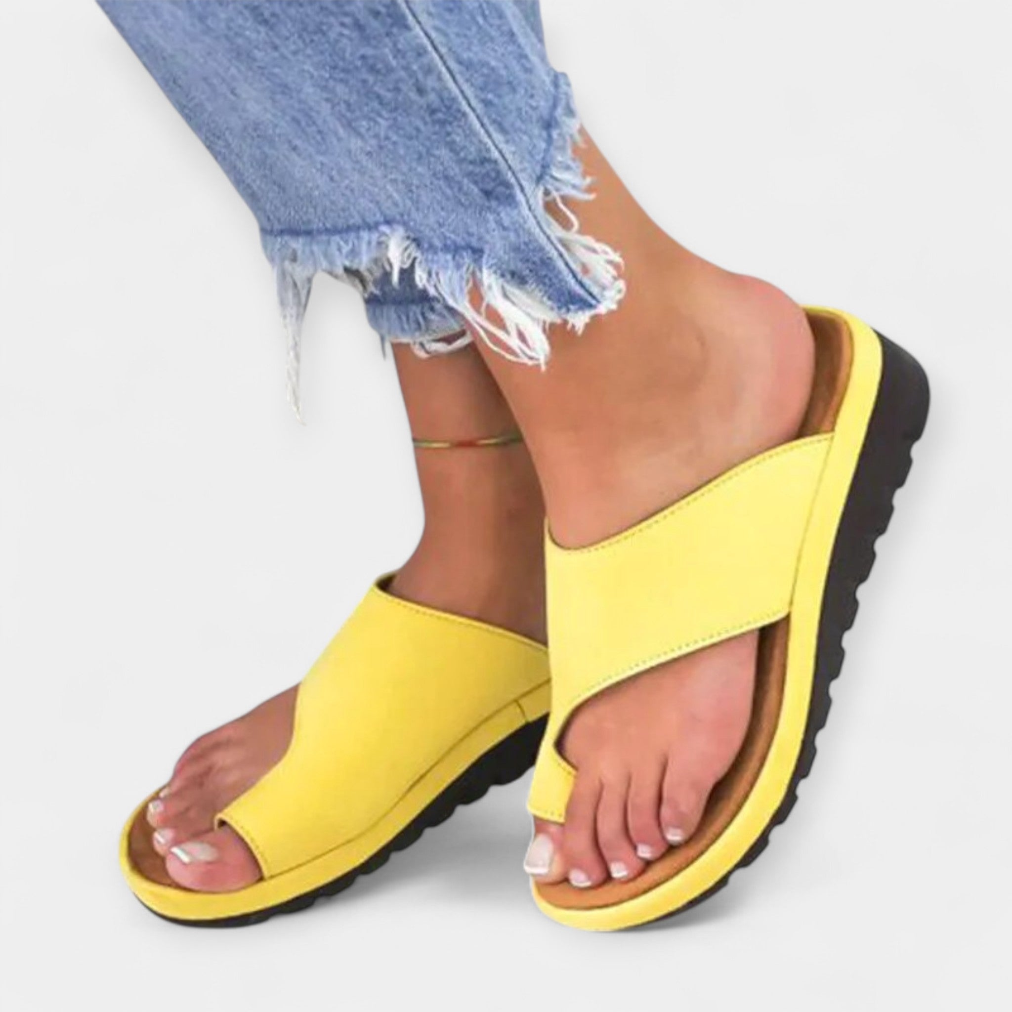 Leather Sandals With Orthopaedic Support And Padded Insole
