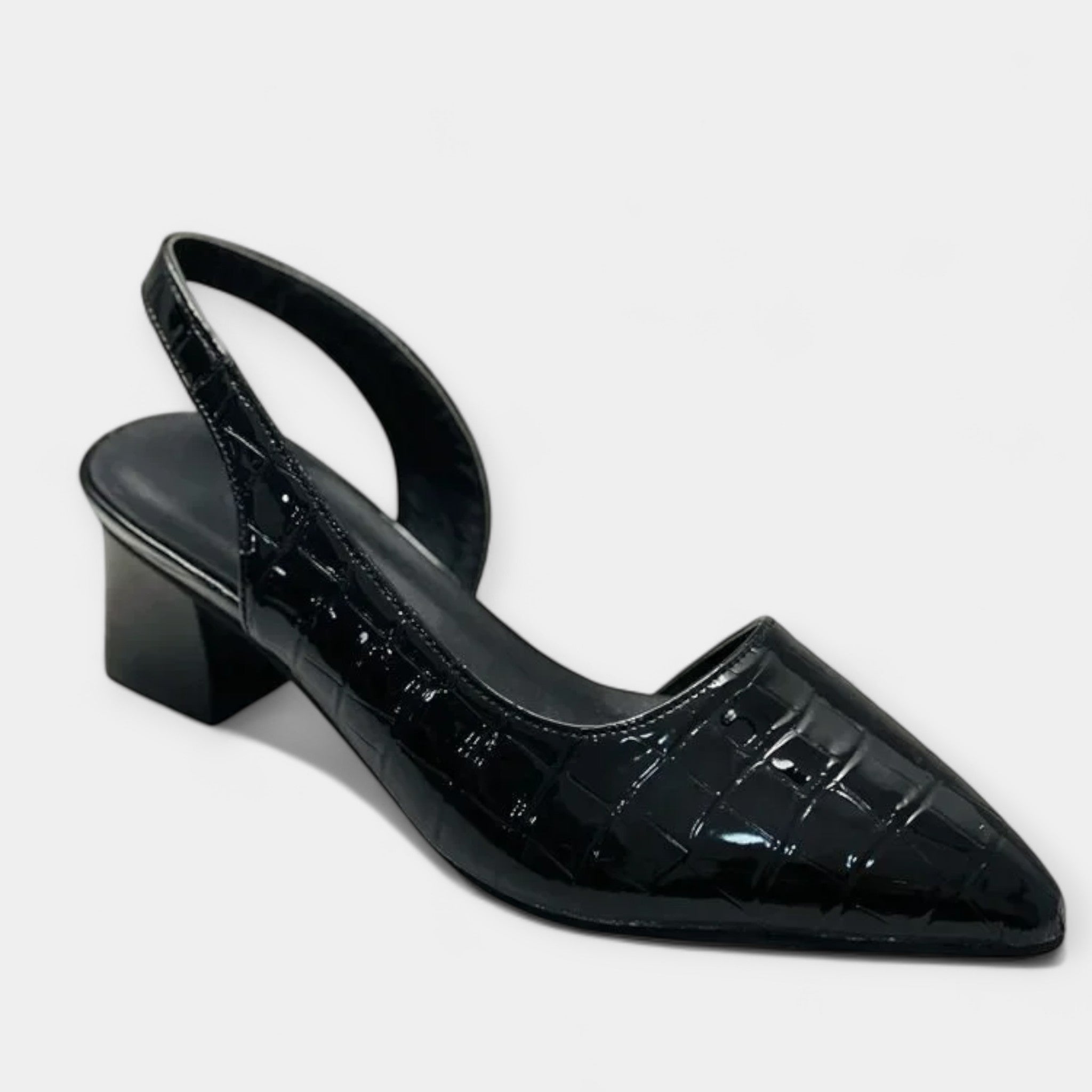 Crocodile Texture Heels With Ergonomic Design For Office