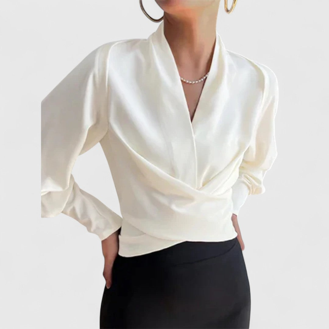 Ismene Blouse With V Neck And Elegant Puff Sleeves