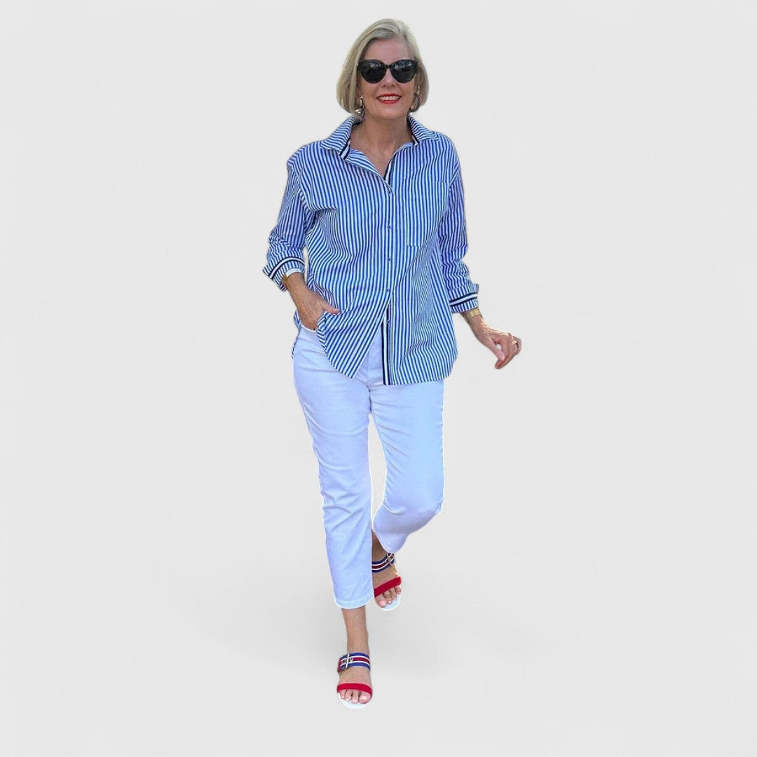 Olga Striped Womens Shirt With Relaxed Fit For Casual Wear