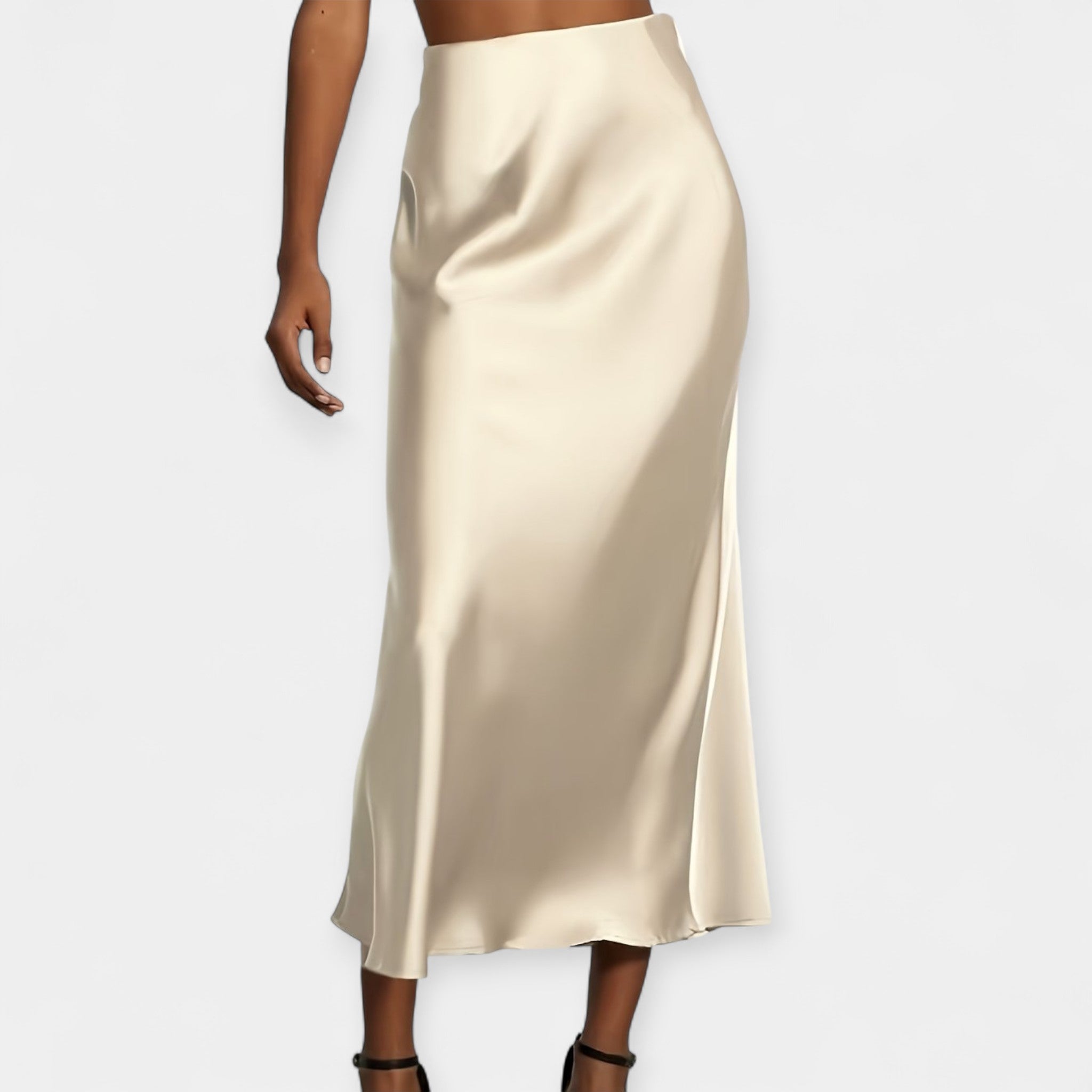 Midi High Waisted Satin Skirt Timeless Elegant Style