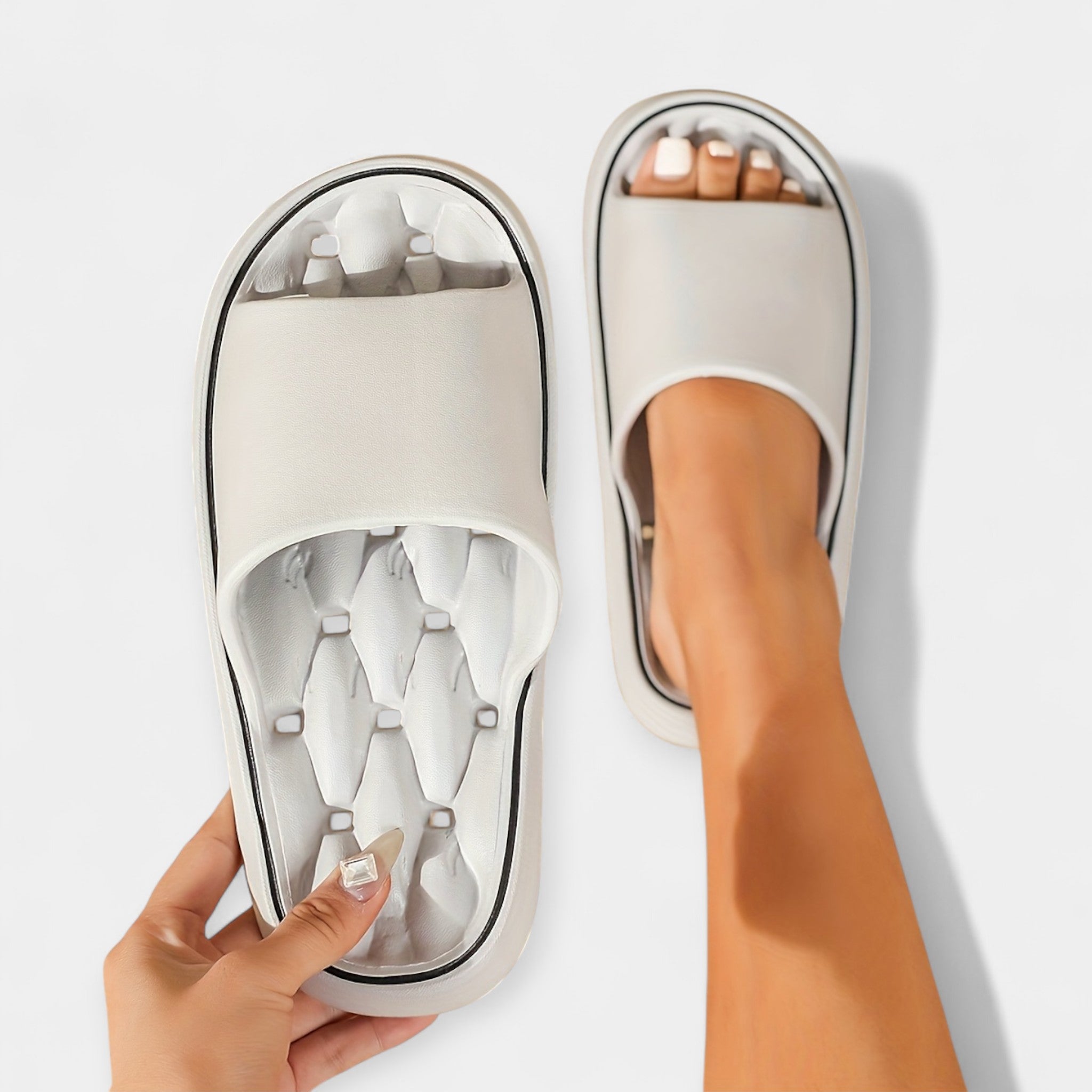 Women's Slippers With Rib Texture And Non Slip Sole