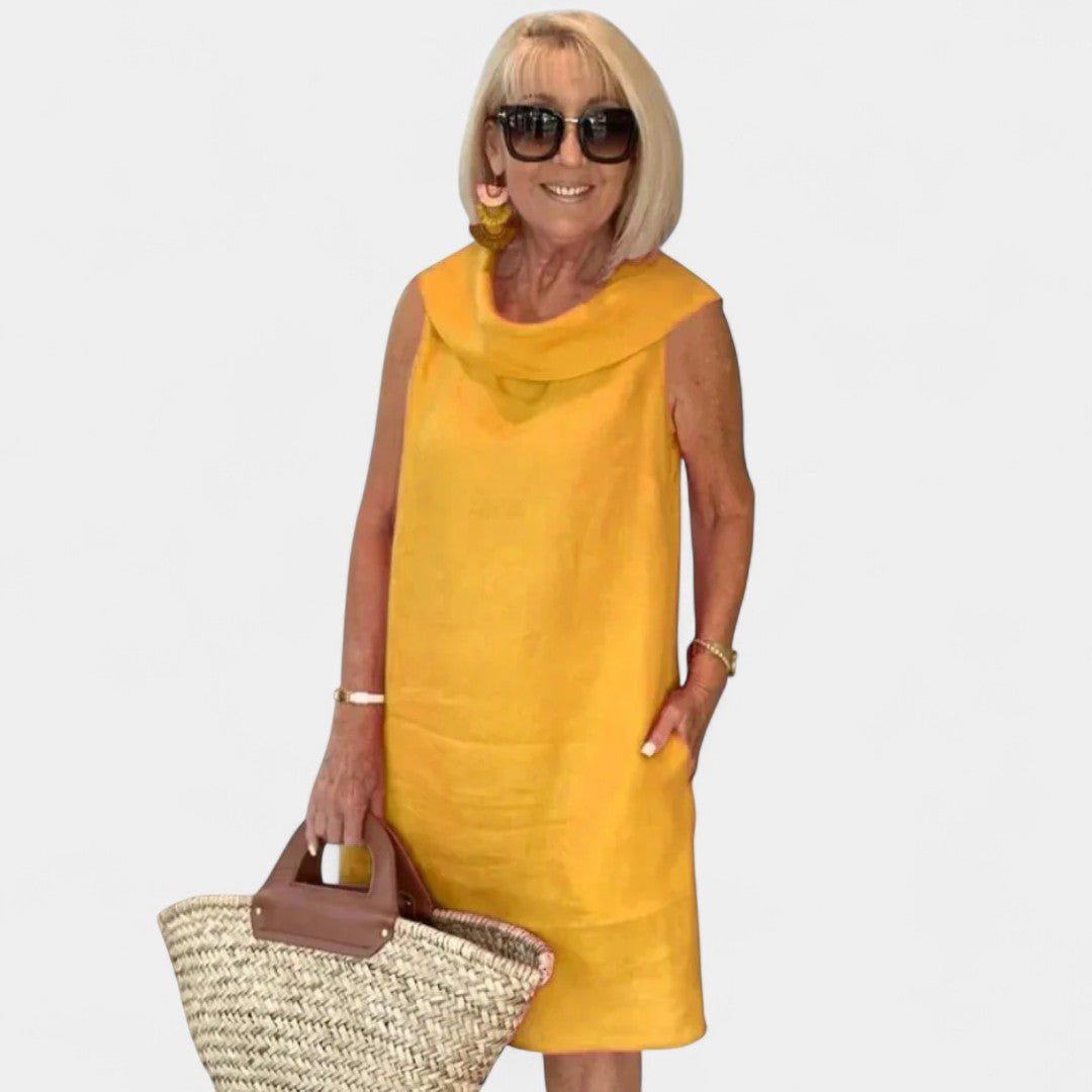 Despoina Sleeveless Dress Straight Silhouette Round Neckline
