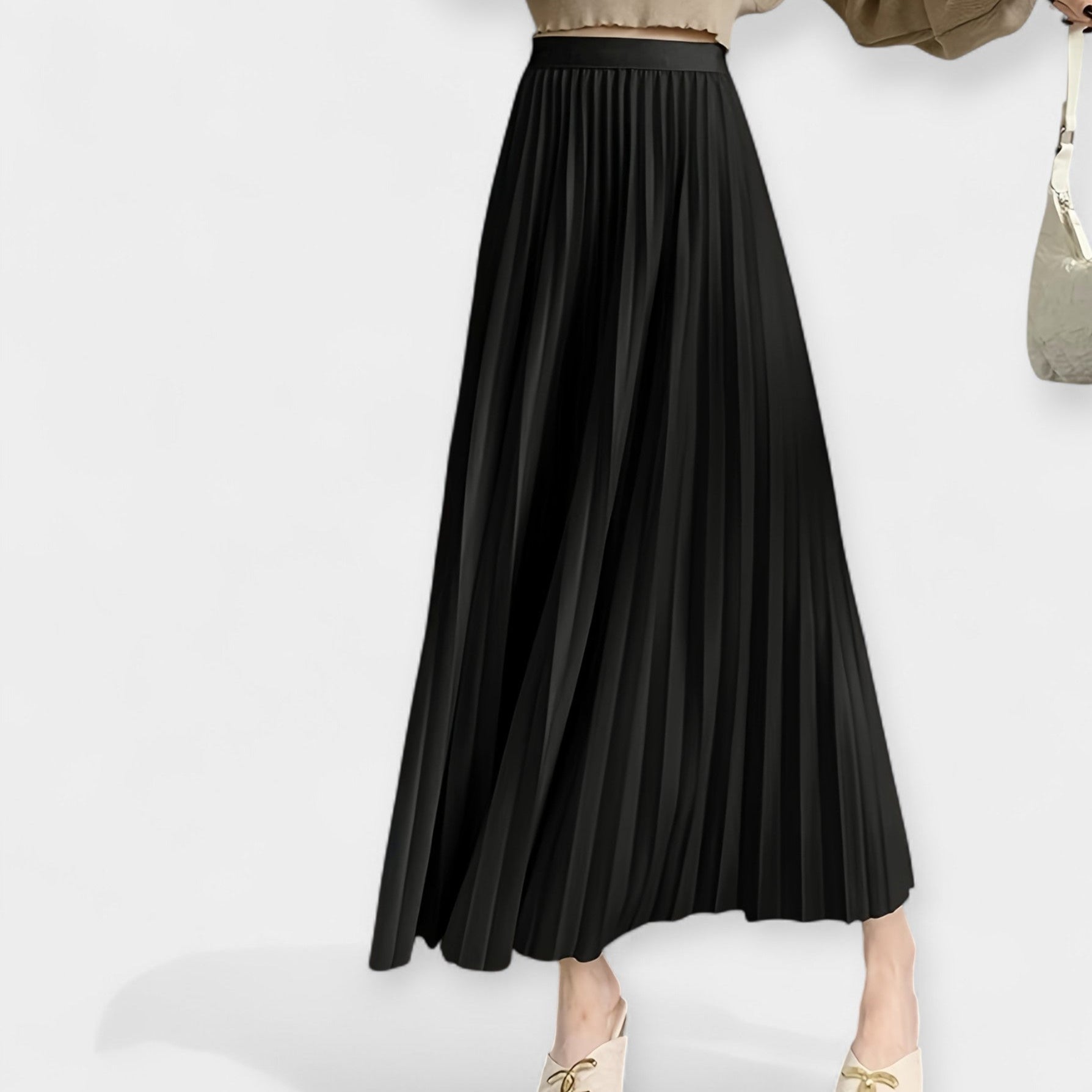 Long Pleated Skirt High Waist With Wide Silhouette Elegance