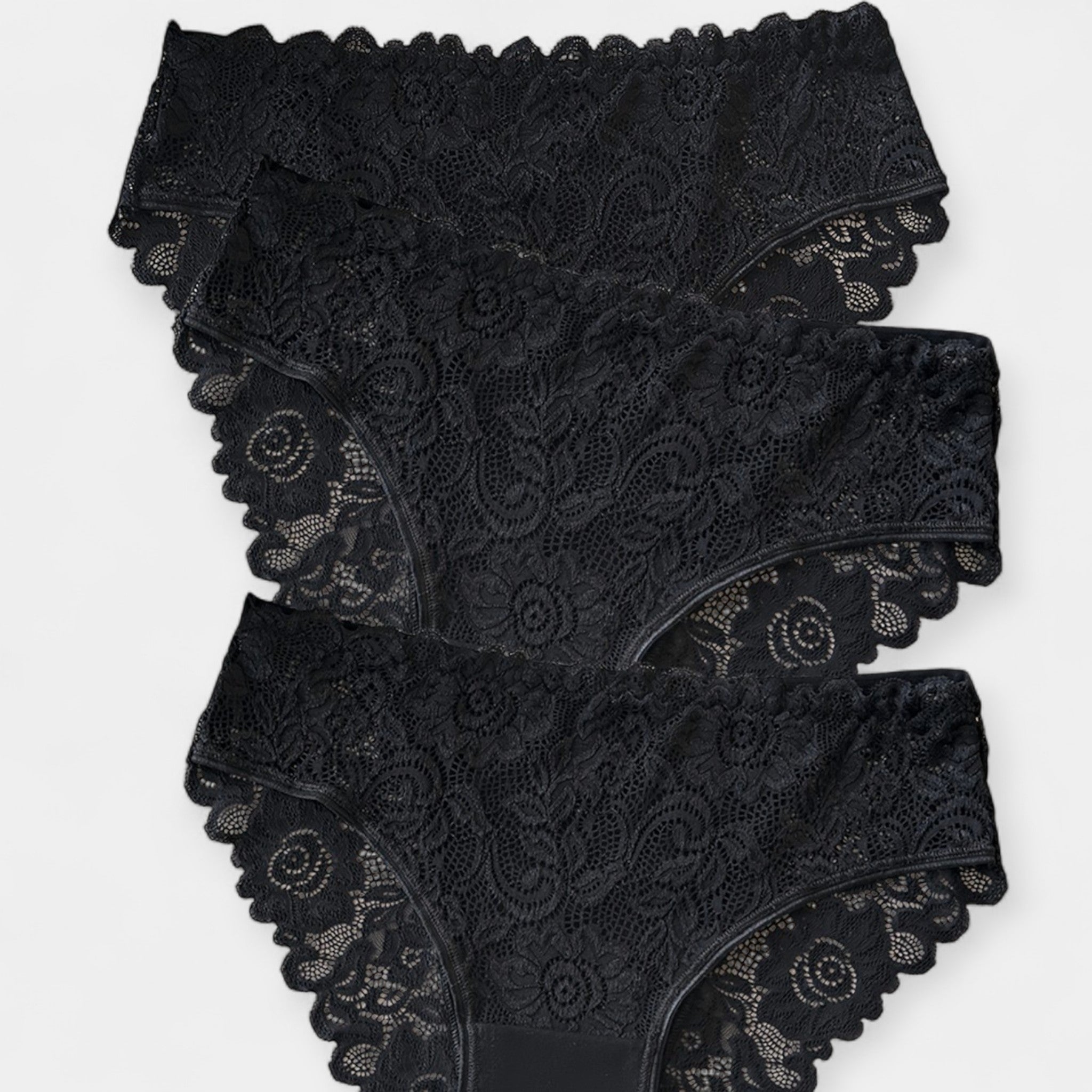 Set Of 3 Lace Trim Briefs Mid Rise Comfortable Fit Pack