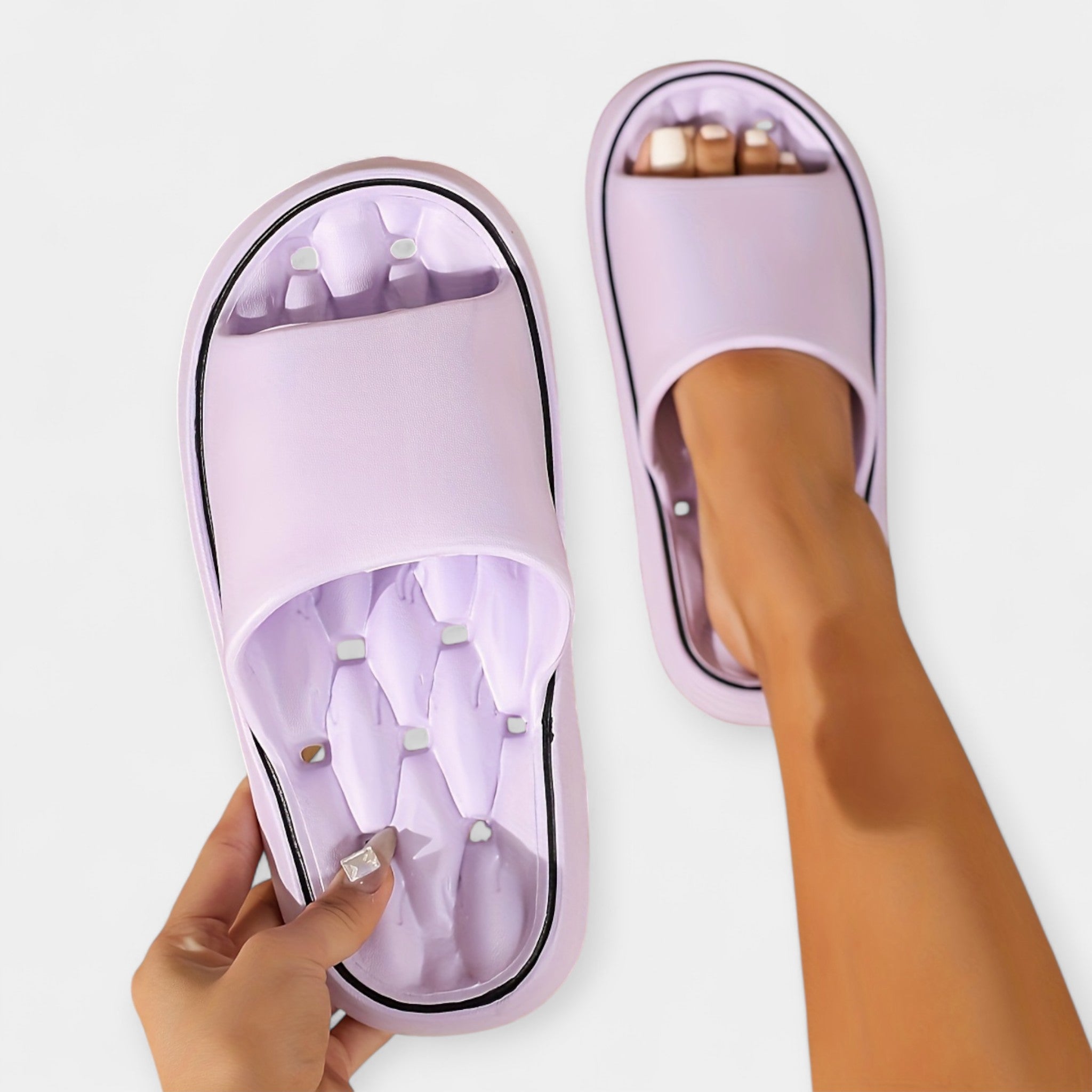 Women's Slippers With Rib Texture And Non Slip Sole