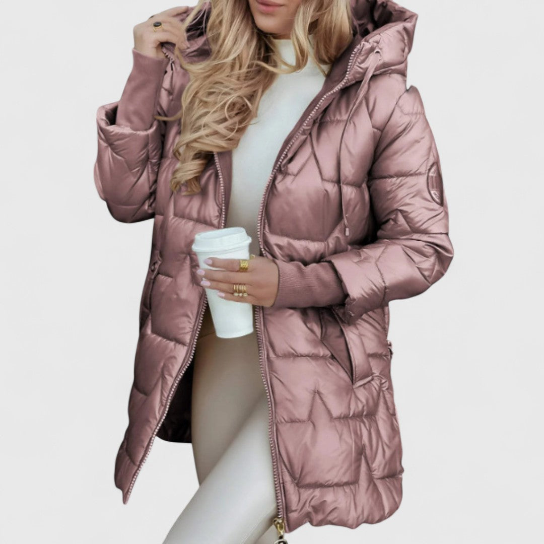 Deirdre - Elegant Padded Coat with Hood and Cosy Lining for Versatile Wear