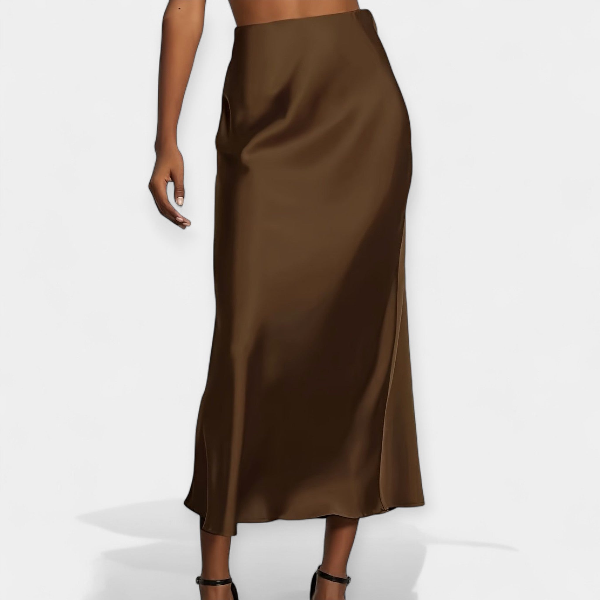 Midi High Waisted Satin Skirt Timeless Elegant Style