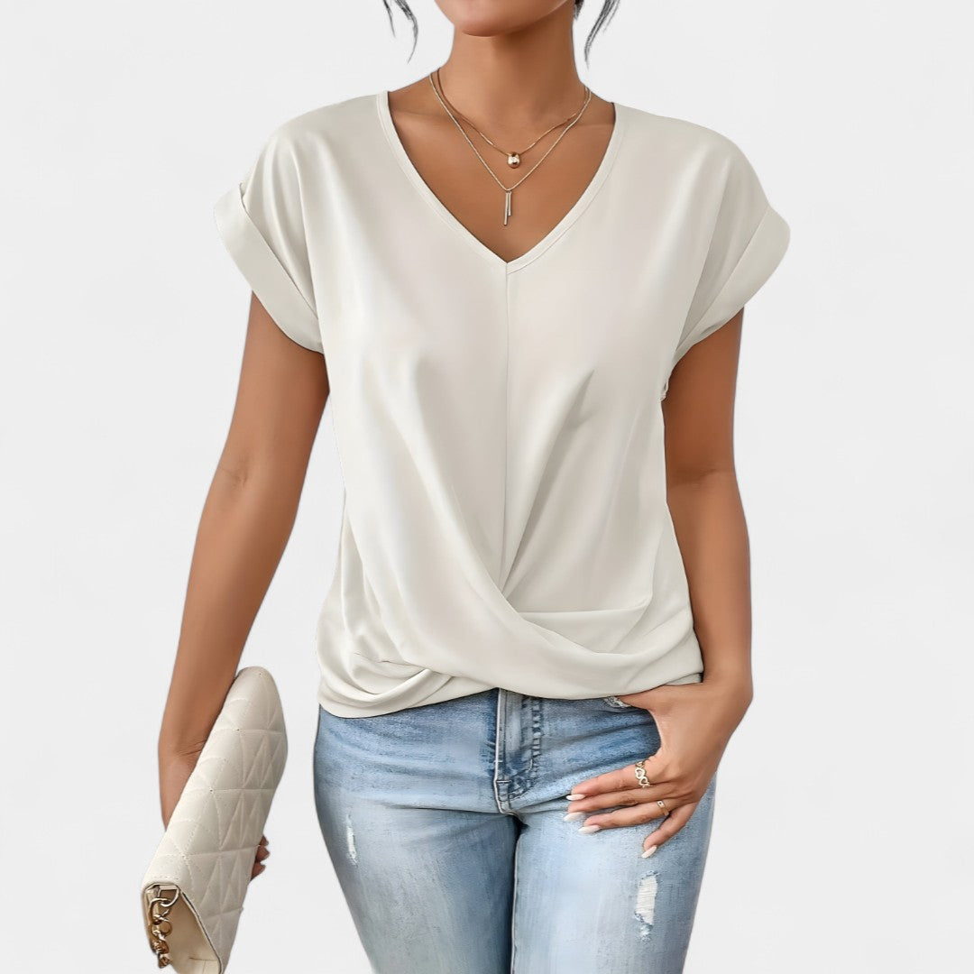 Hope Blouse With Knot Front And V Neckline For Everyday