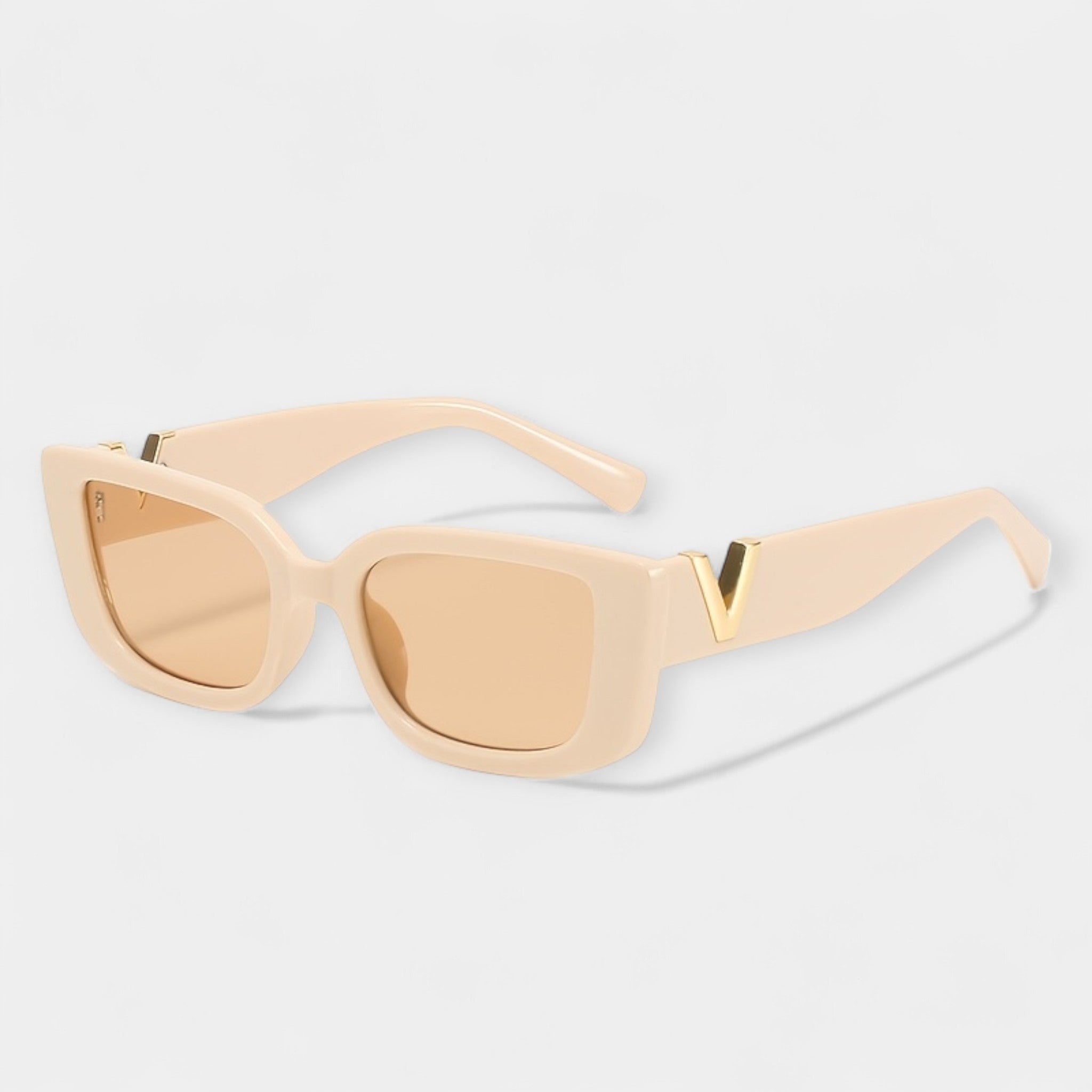 Vintage Square Glasses Black Frame With Gold V Detail