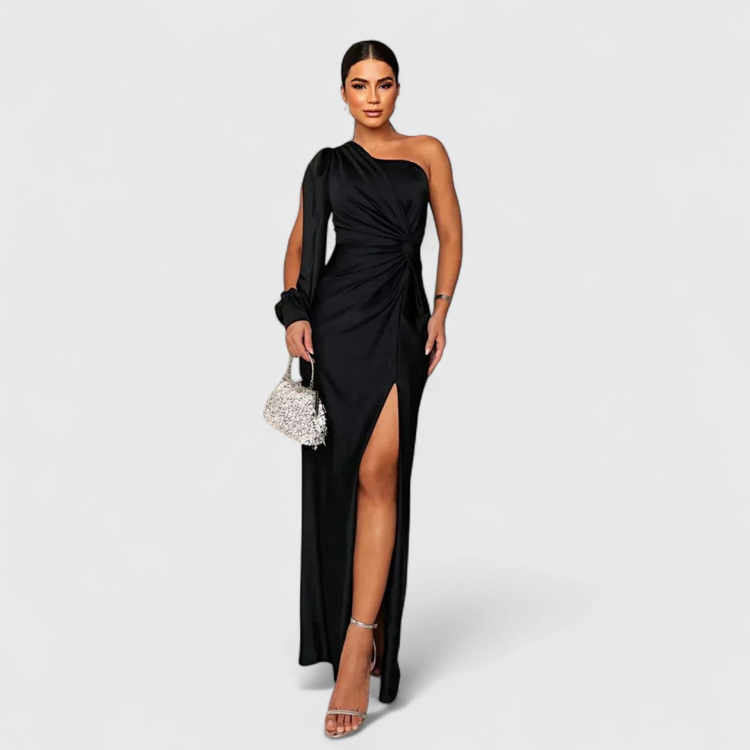 Polytimi Elegant One Shoulder Maxi Dress For Evening