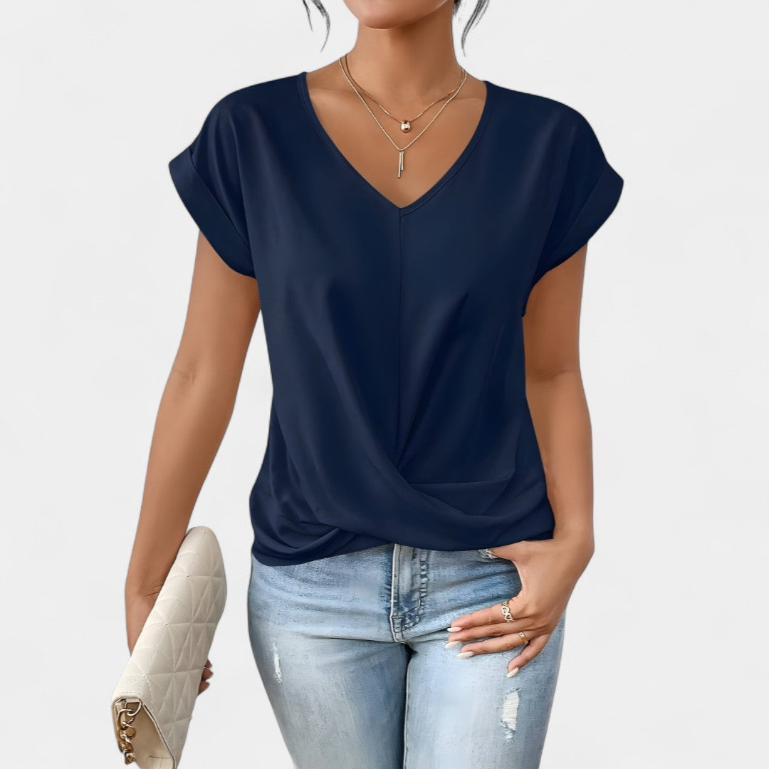 Hope Blouse With Knot Front And V Neckline For Everyday