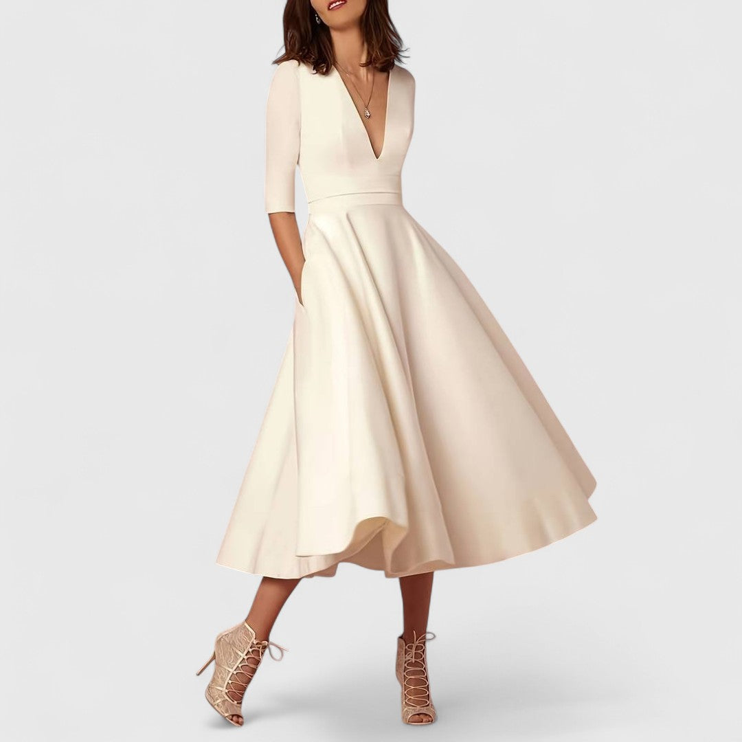 Kalliope Stunning V Neck Dress For Femininity And Style