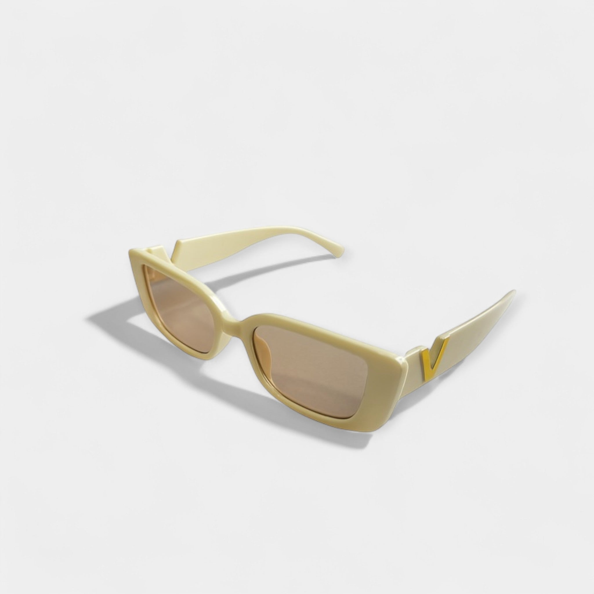 Vintage Square Glasses Black Frame With Gold V Detail