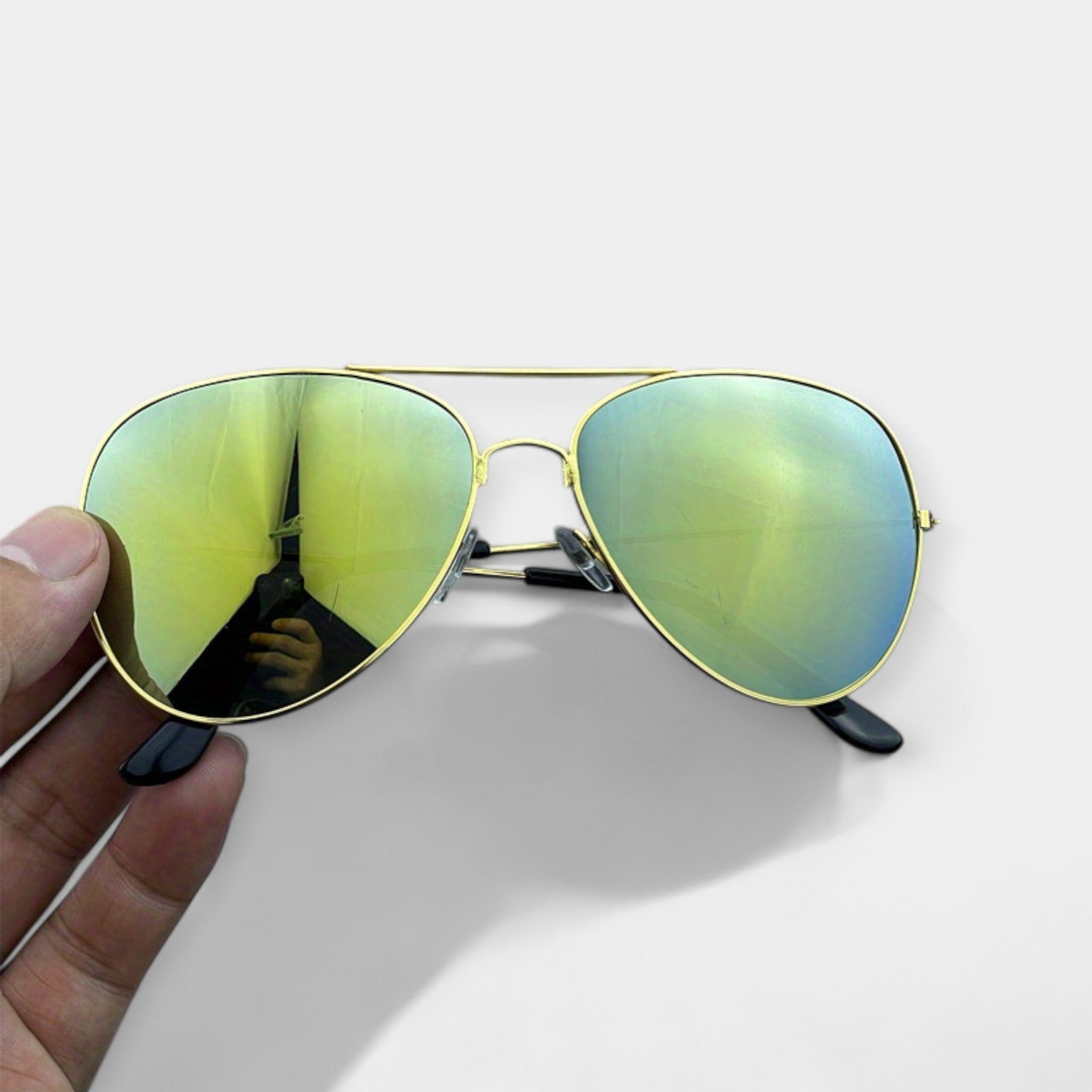 Retro Mirrored Glasses in Gold Frame for Festival Looks