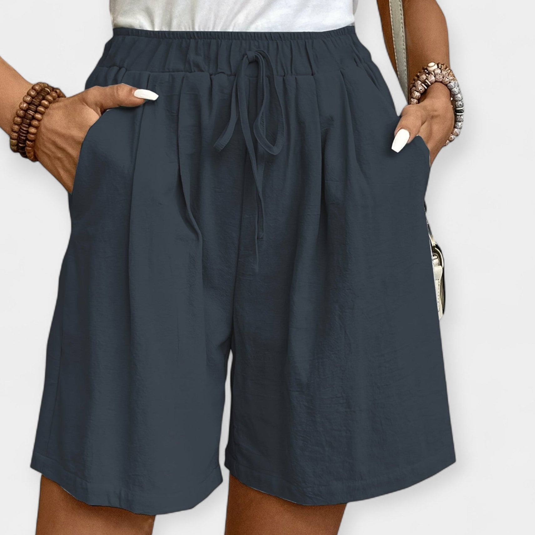 Airy Texture Shorts With Subtle Shine For Holiday Chic
