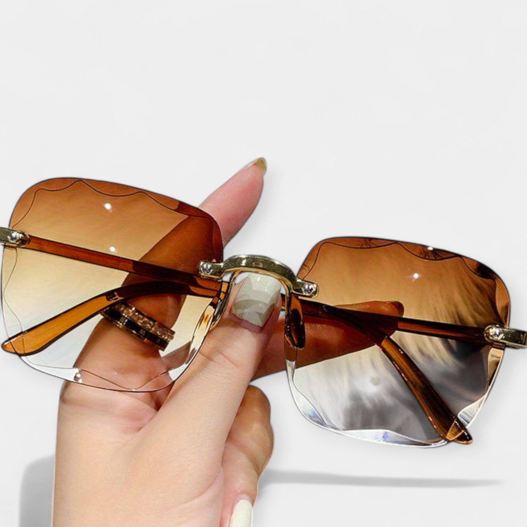 Classic Rimless Retro Glasses for Unisex Lightweight Frames