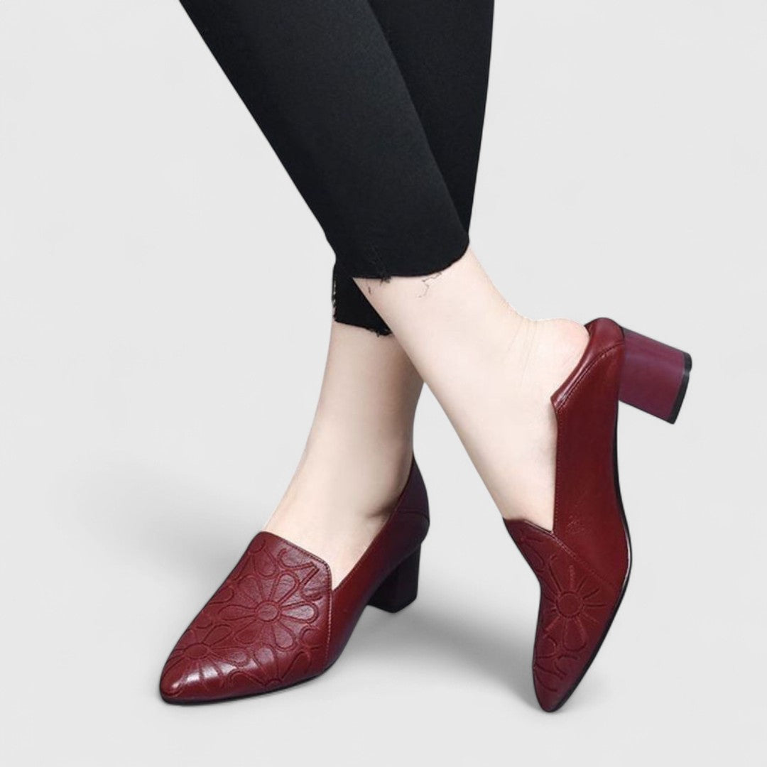 Bláithín - Soft Vegan Leather Pumps With Elegant Embroidery