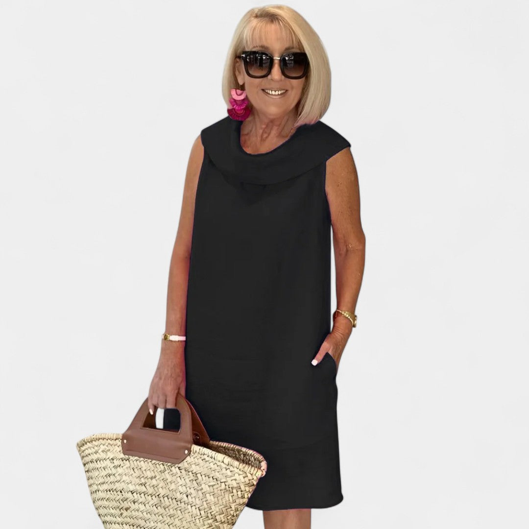 Despoina Sleeveless Dress Straight Silhouette Round Neckline