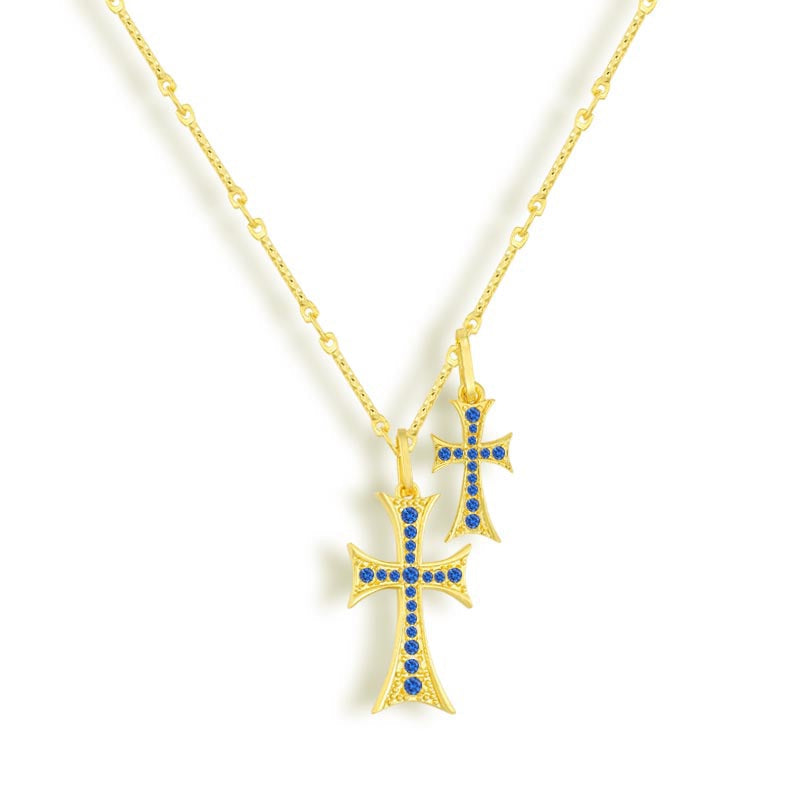 Double Cross Necklace For Layering And Statement Style