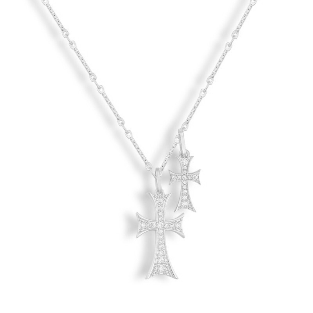 Double Cross Necklace For Layering And Statement Style