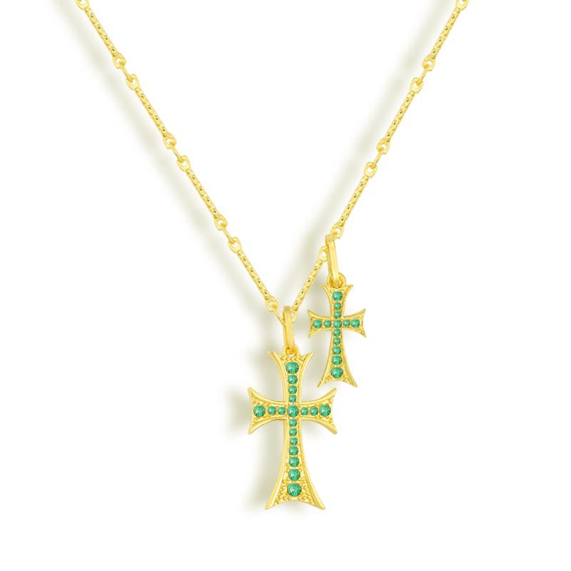 Double Cross Necklace For Layering And Statement Style