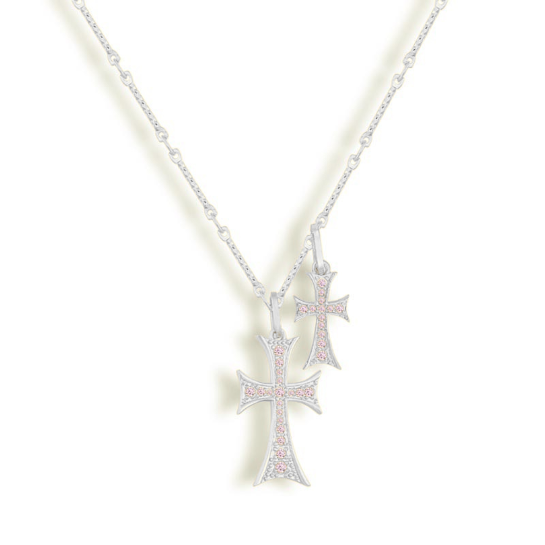 Double Cross Necklace For Layering And Statement Style