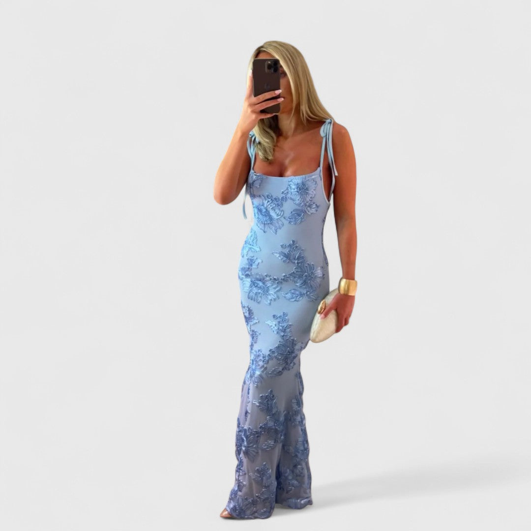 Evi Floral Embroidered Sleeveless Dress Timeless Romance