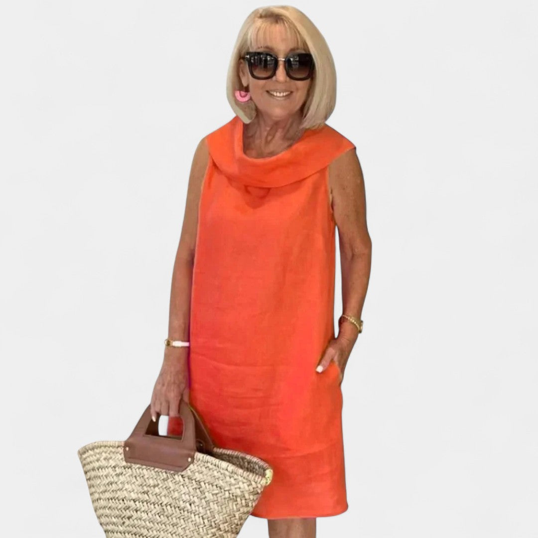 Despoina Sleeveless Dress Straight Silhouette Round Neckline