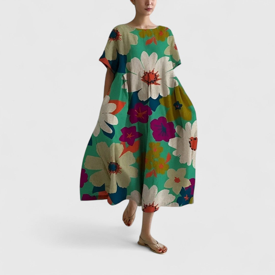 Spyridoula Dress With Striking Floral Pattern For Elegance