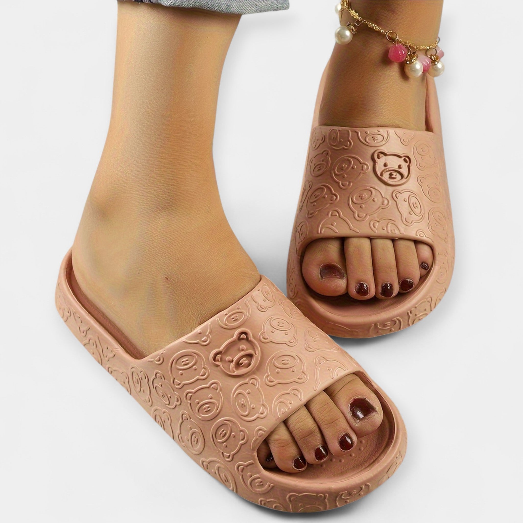 Bear Design Open Toe Slippers For Summer Beach And Home