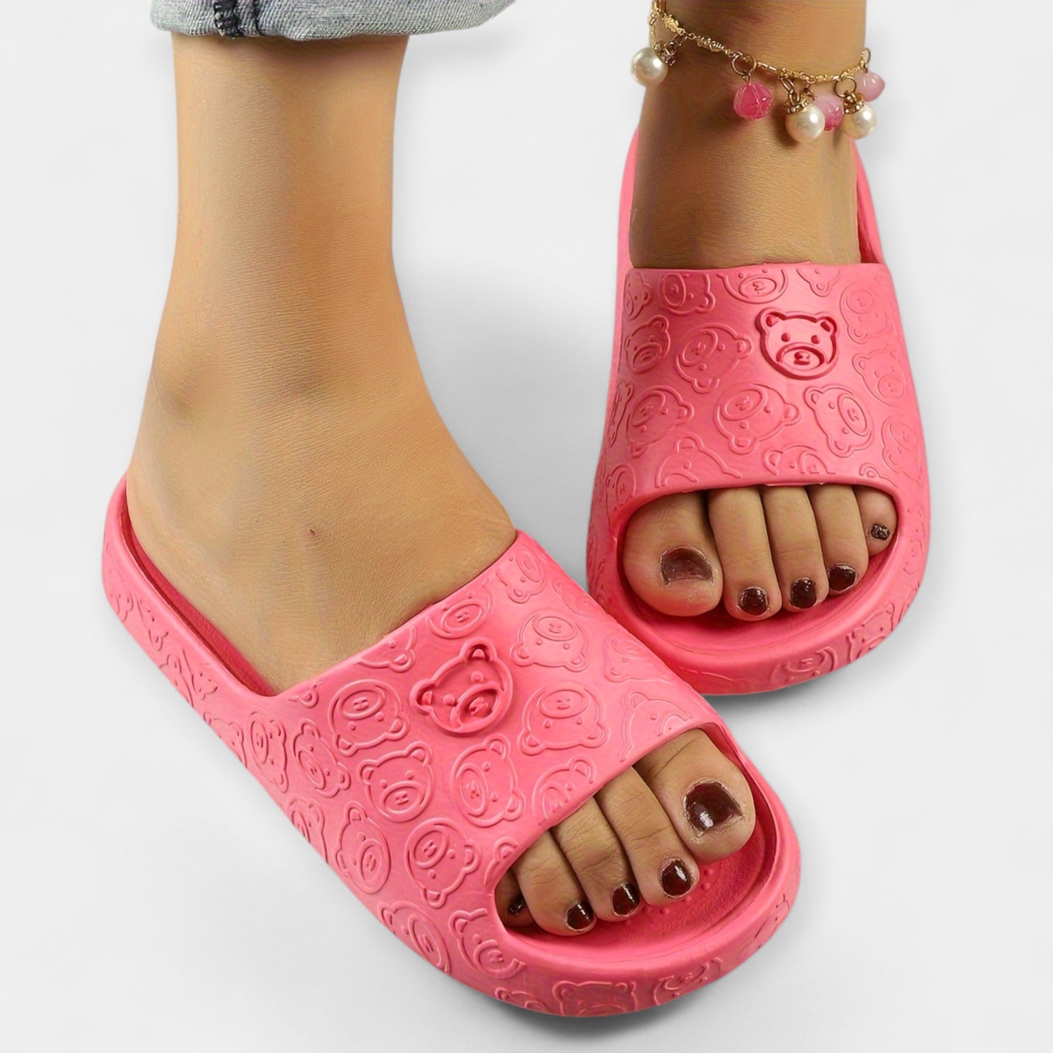 Bear Design Open Toe Slippers For Summer Beach And Home