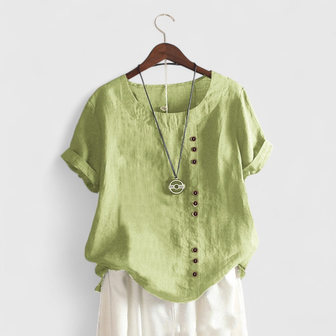 Polyxene Womens Comfortable Short Sleeve Cotton Blouse